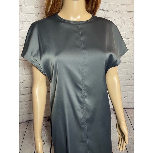 NWT New $232 Skills & Genes Grey Satin Midi Dress Size 6 - Picture 3 of 12